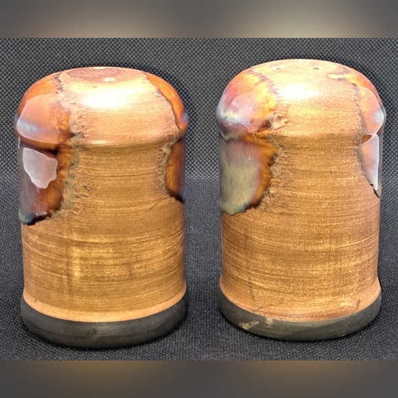 Sango Splash #4951 Salt & Pepper Shakers 3.75"H Brown Drip Glaze Discontinued - Picture 3 of 7
